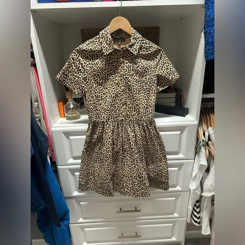 J. Crew A Line Shirt Dress in Leopard Chino for Women